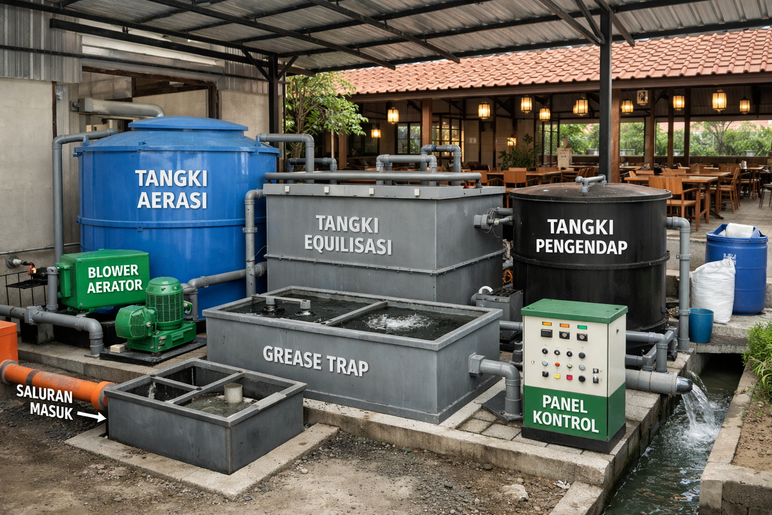 sistem IPAL restoran biofilter dari PT Bioklin Teknologi Cemerlang
