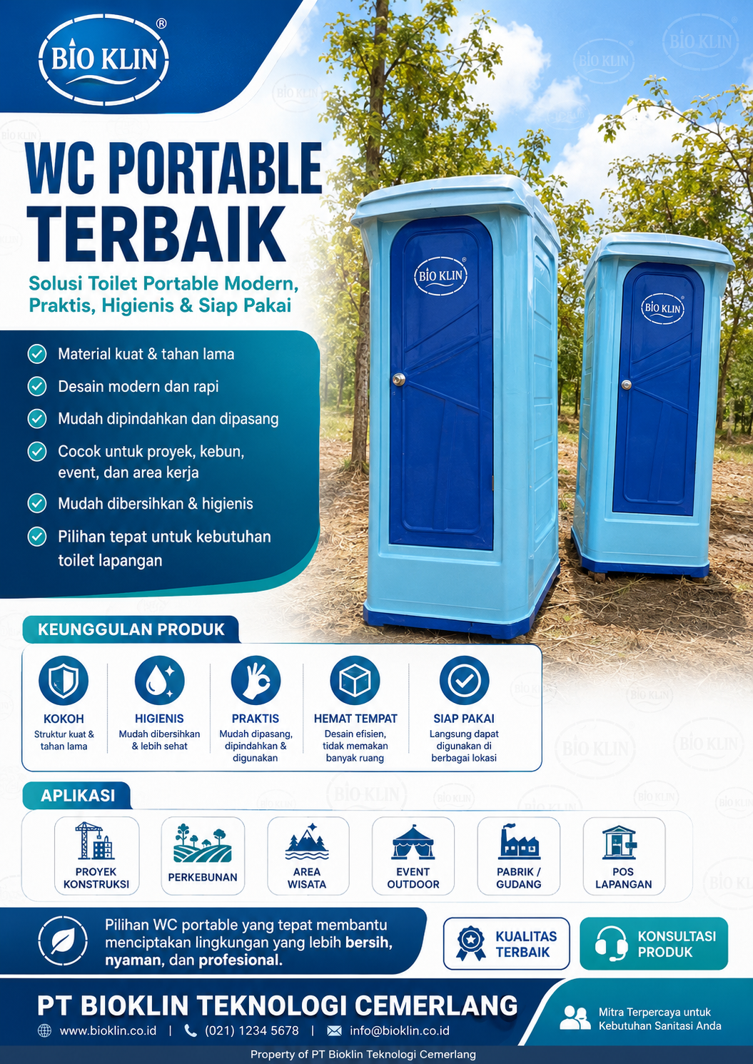 WC portable terbaik fiberglass dari PT Bioklin Teknologi Cemerlang