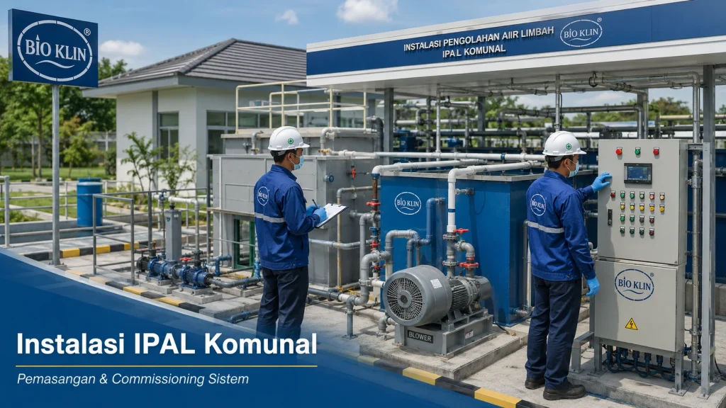Teknisi melakukan instalasi dan commissioning sistem IPAL komunal